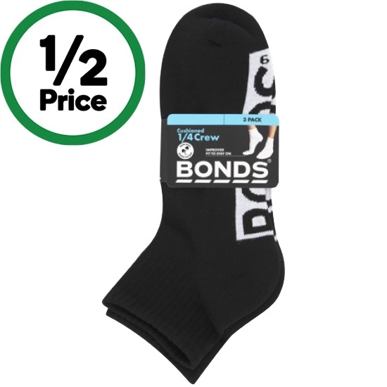 Bonds Men’s Cushioned 1/4 Crew Sock Pk 3
