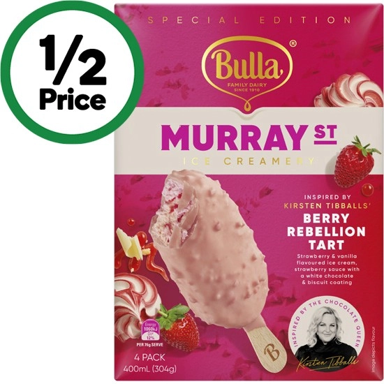 Bulla Murray St Ice Cream Sticks 400ml Pk 4