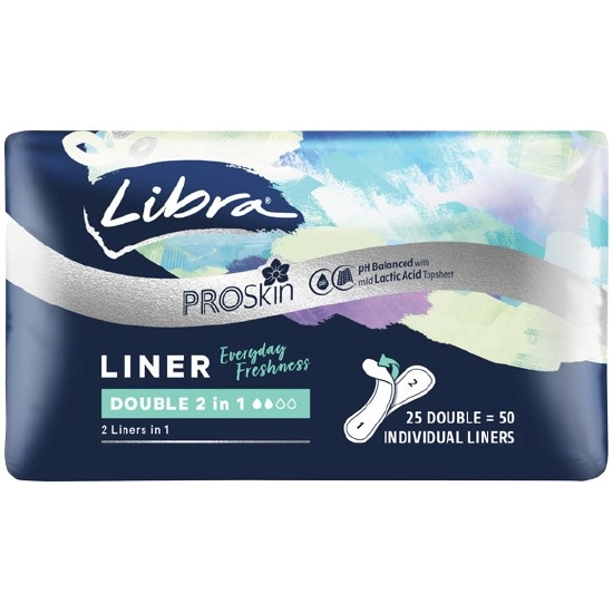 Libra Pro Skin Double 2-in-1 Liners Pk 25