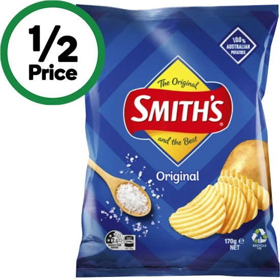 Smith’s Crinkle Cut 150-170g or Smith’s Double Crunch 150g