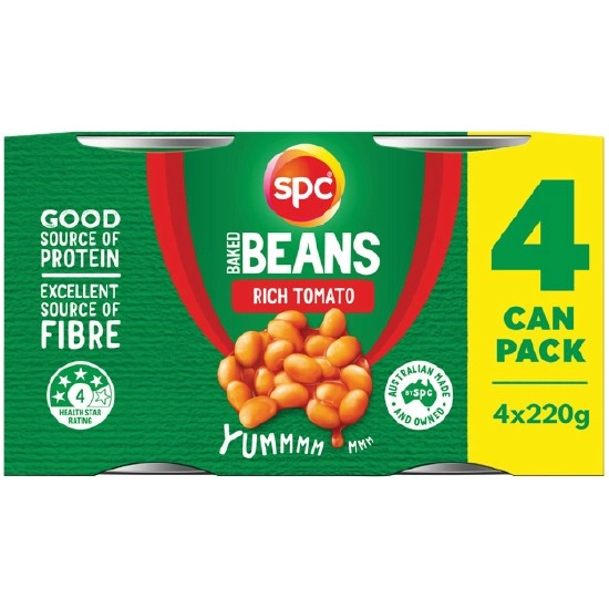 SPC Baked Beans or Spaghetti Pk 4 x 220g