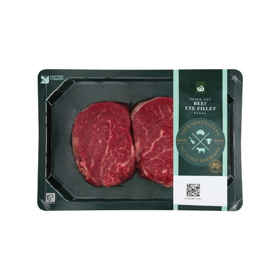 Woolworths Beef Eye Fillet Steak Thick Cut 320g