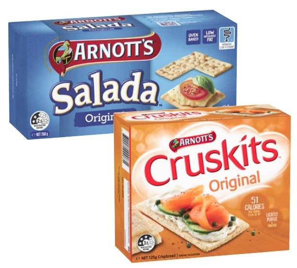 Arnott's Salada or Cruskits Crispbreads 125g-250g