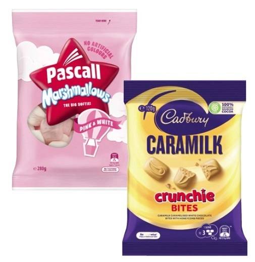 Cadbury or Europe Bites 120g-160g or Pascall Chocolate Bites 160g-185g or Pascall Marshmallows 280g