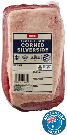 Coles Australian No Added Hormones Beef Corned Silverside