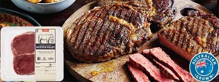 Coles Australian No Added Hormones Beef Scotch Fillet Steak 2 Pack 480g