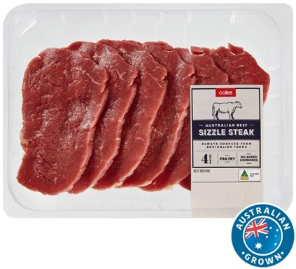 Coles Australian No Added Hormones Beef Sizzle Steak 400g