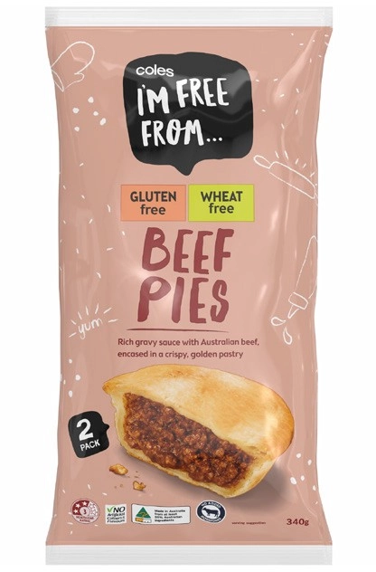Coles I'm Free From Beef Pies 2 Pack 340g