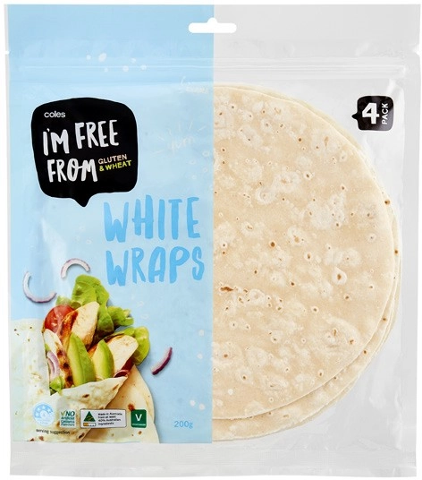 Coles I'm Free From White Wraps 200g