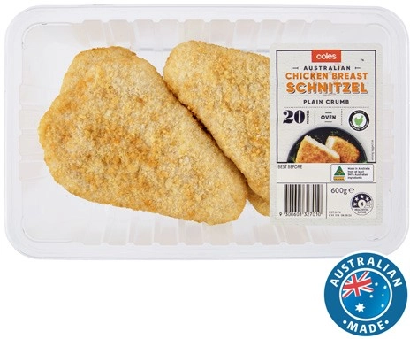 Coles RSPCA Approved Chicken Plain Breast Schnitzel 600g