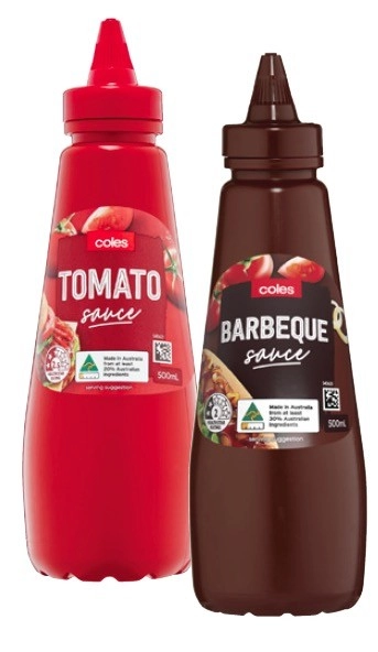 Coles Tomato or Barbecue Sauce 500mL