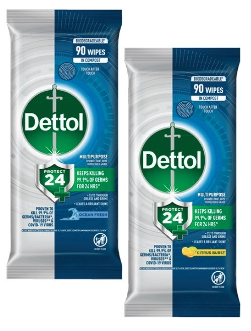 Dettol Protect 24 Hour Multipurpose Wipes 90 Pack