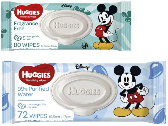 Huggies Baby Wipes Fragrance Free or Coconut Oil 80 Pack or Water Wipes 72 Pack