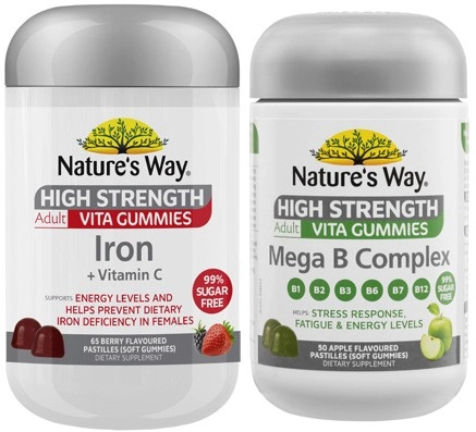 Nature's Way Adult Vita Gummies High Strength Iron 65 Pack or Mega B Complex 50 Pack