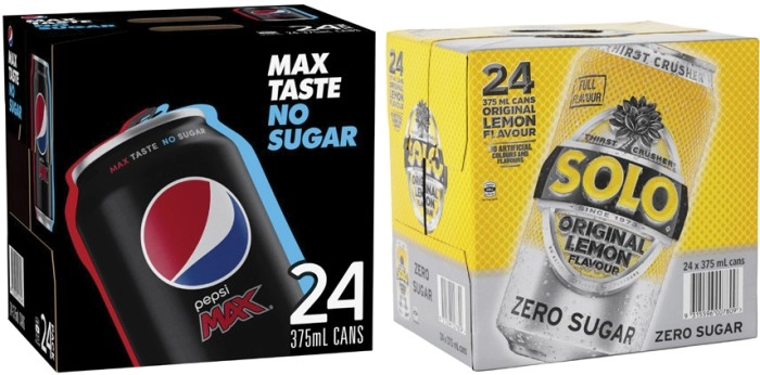 Pepsi Max or Solo Soft Drink 24x375mL
