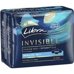 Libra Invisible Regular Pads With Wings 14 Pack