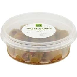 Woolworths Green Olives With Chilli & Garlic 110g