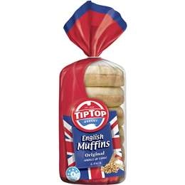 Tip Top Bakery English Muffins Original 6 Pack