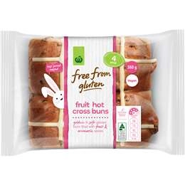 Woolworths Free From Gluten Fruit Hot Cross Buns 4 Pack