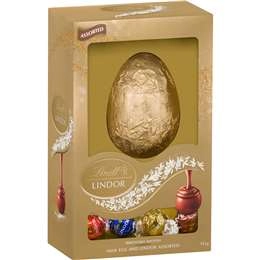 Lindt Easter Milk Chocolate Egg And Lindor Assorted Eggs Gift Box 143g