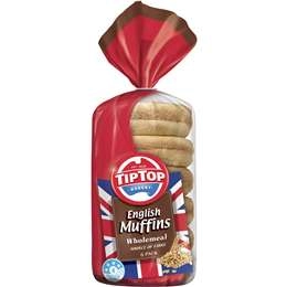 Tip Top Bakery English Muffins Wholemeal 6 Pack