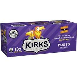 Kirks Pasito Soft Drink Multipack Cans 375ml X10 Pack