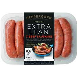 Peppercorn Beef Sausages Extra Lean 450g