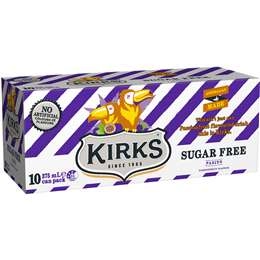 Kirks Sugar Free Pasito Soft Cans  375ml X10 Pack