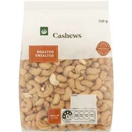 Woolworths Cashews Roasted & Unsalted 750g