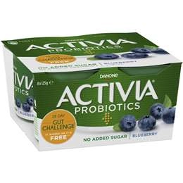 Activia Danone Probiotic Yoghurt No Added Sugar Blueberry 125g X 4 Pack
