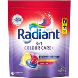 Radiant Colour Care+ Liquid Laundry Capsules Detergent Washing 28 Pack