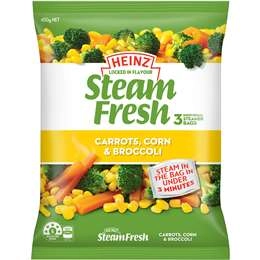 Heinz Steam Fresh Vegetables Frozen Veg Carrots, Corn & Broccoli 450g