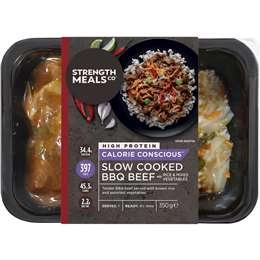 Strength Meals Co High Protein Slow Cooked Bbq Beef With Rice & Vegetables 350g
