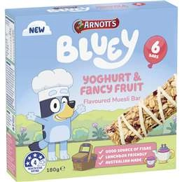 Arnott's Bluey Yoghurt & Fancy Fruit Muesli Bars 6 Pack