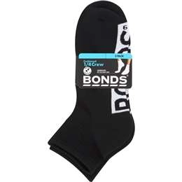 Bonds Mens Socks 1/4 Sports Size 6-10 Assorted 3 Pack