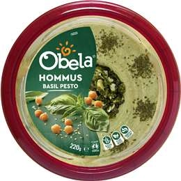 Obela Hommus Garnished Basil Pesto 220g