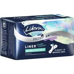 Libra 2 In 1 Liners Double  25 Pack