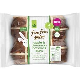 Woolworths Free From Gluten Apple & Cinnamon Hot Cross Buns 4 Pack