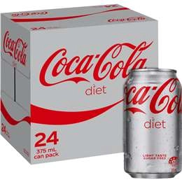 Coca - Cola Diet Soft Drink Multipack Cans  375ml X 24 Pack