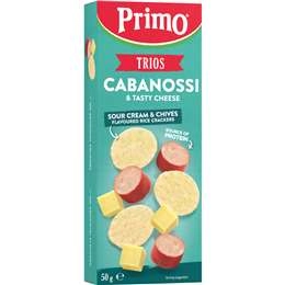 Primo Trios Cabanossi Tasty Cheese Sour Cream & Chives Crackers 50g