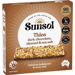 Sunsol Thins Dark Chocolate Almond Sea Salt 105g