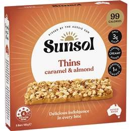 Sunsol Thins Caramel Almond  105g