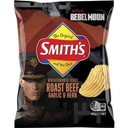 Smith's Potato Chips Roast Beef & Garlic Herb 150g