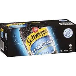 Schweppes Lemonade Soft Drink Cans Multipack 375ml X 10 Pack