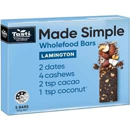 Tasti Made Simple Wholefood Bars Lamington 5 Pack