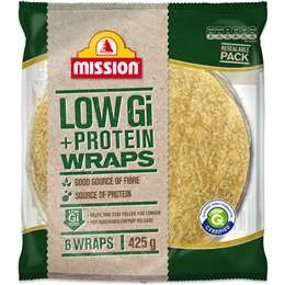 Mission Low Gi Wraps Wholemeal 6 Pack