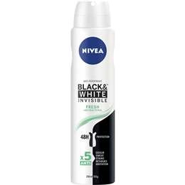 Nivea Black & White Fresh Aerosol Antiperspirant Deodorant 250ml