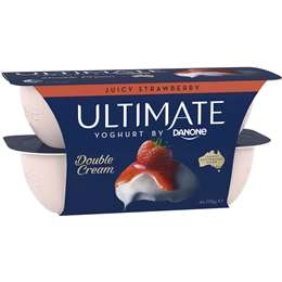 Ultimate Danone Double Cream Yoghurt Strawberry 115g X 4 Pack