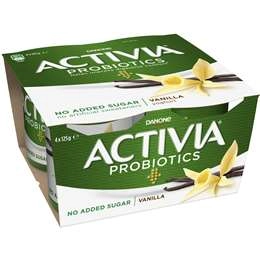 Activia Danone Probiotic Yoghurt No Added Sugar Vanilla 125g X 4 Pack