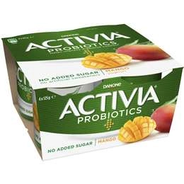 Activia Danone Probiotic Yoghurt No Added Sugar Mango 125g X 4 Pack